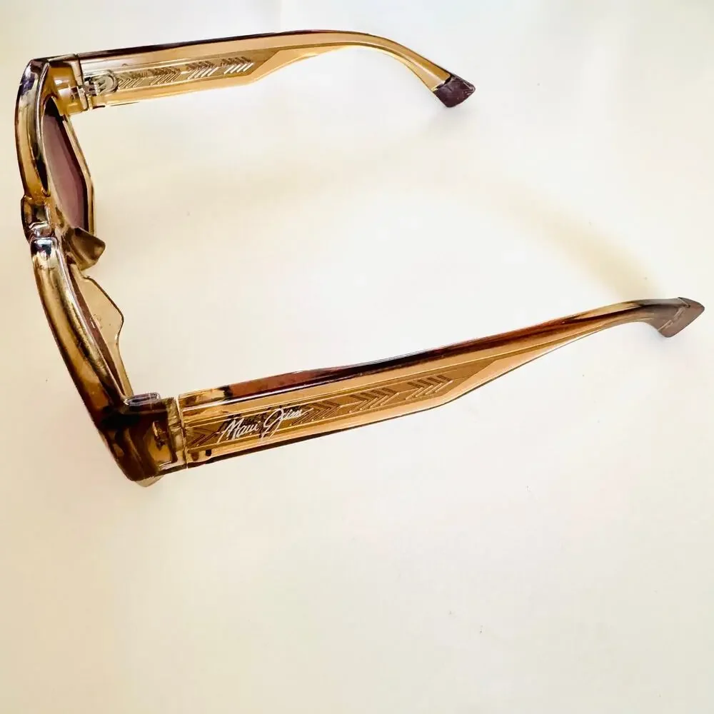 MAUI JIM Beige Brown Tan Kenui Clear Acetate Frame $399 Polarized Sunglasses